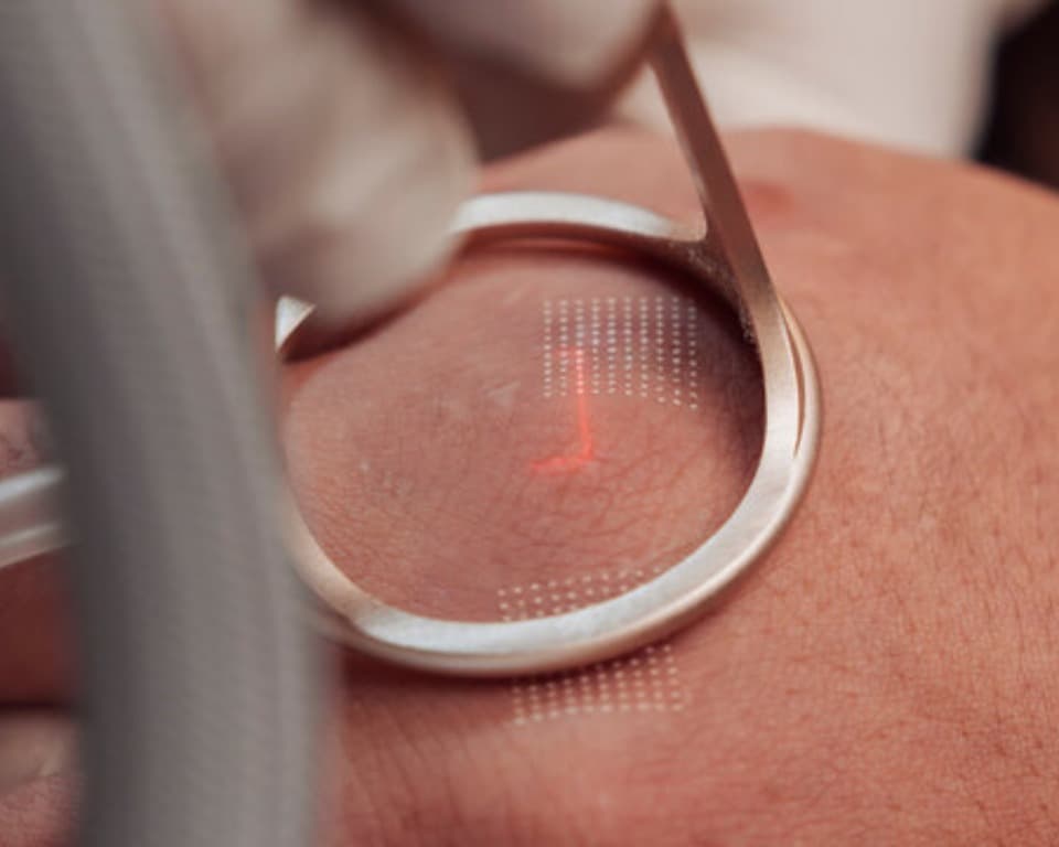 Close-up of fractional CO2 laser treatment